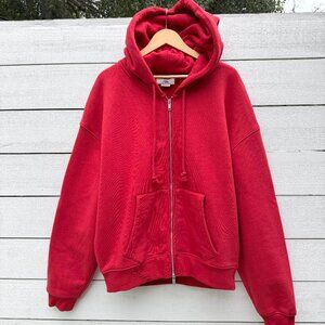 Men's Zara Premium Heavyweight zip hoodie, Size Large, Red